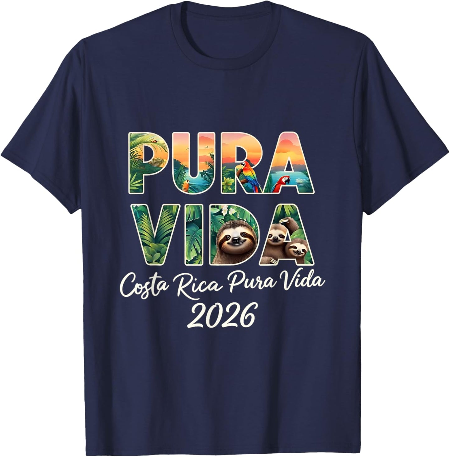 Costa Rica Pura Vida Souvenir 2026 Central America Travel T-Shirt - T-Shirt | Navy