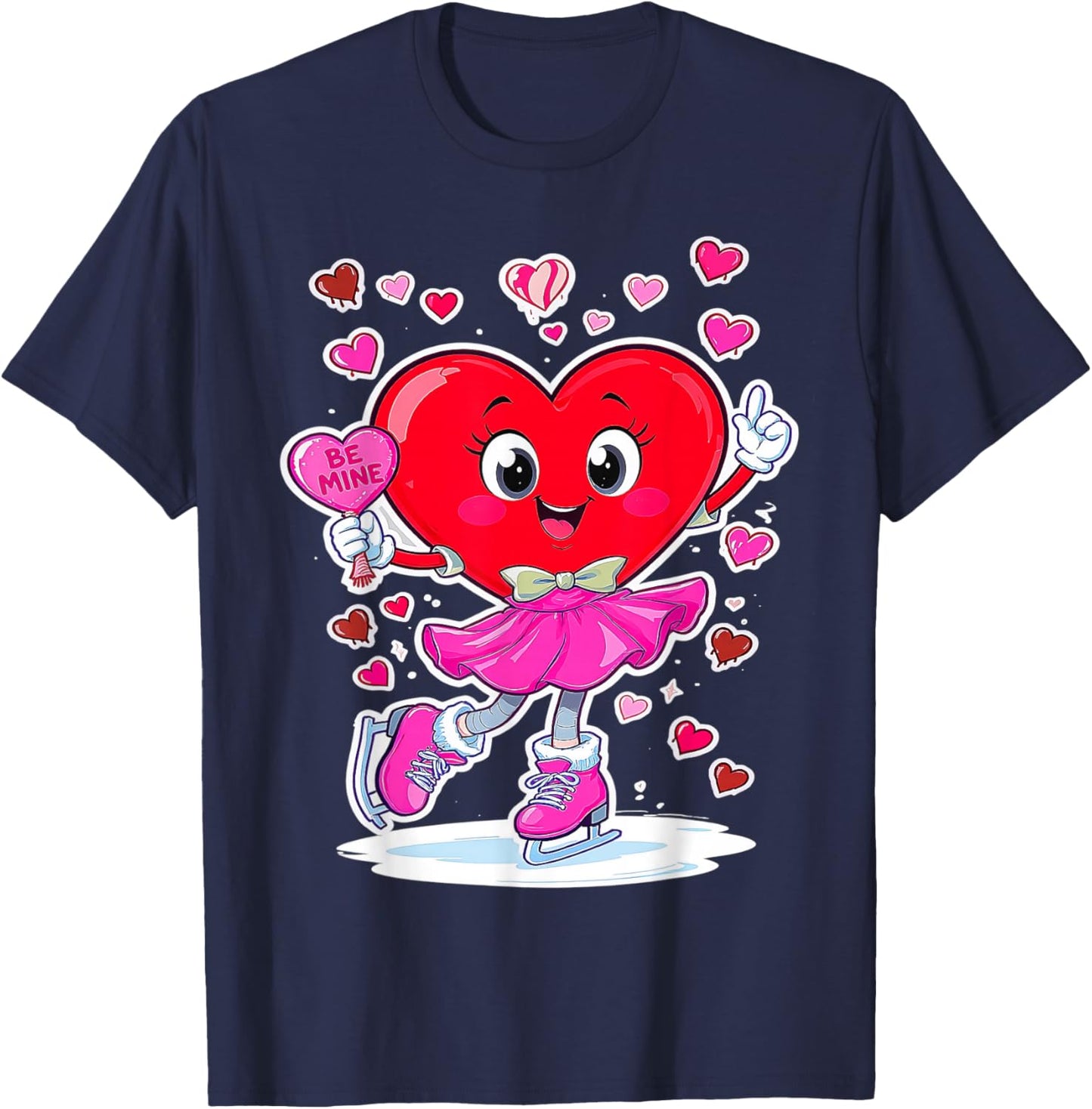 ice Skating Equipment Player Valentine Heart Costume dripped T-Shirt - T-Shirt | Navy