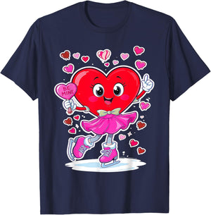 ice Skating Equipment Player Valentine Heart Costume dripped T-Shirt - T-Shirt | Navy