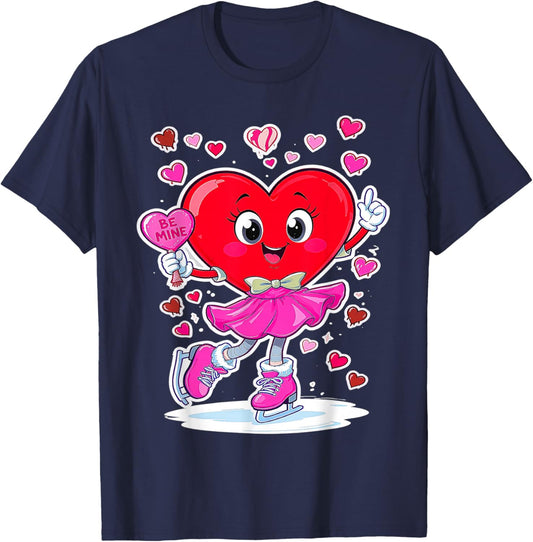 ice Skating Equipment Player Valentine Heart Costume dripped T-Shirt - T-Shirt | Navy