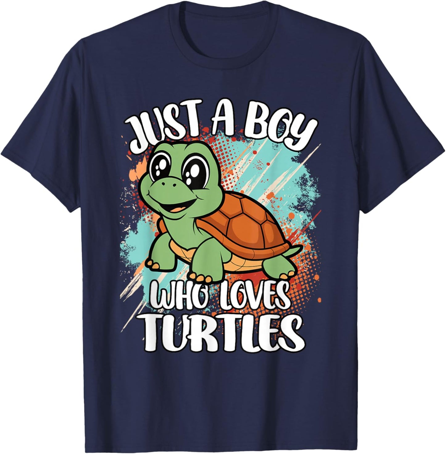 Just A Boy Who Loves Turtles Funny Retro Animal Boys Kids T-Shirt - T-Shirt | Navy