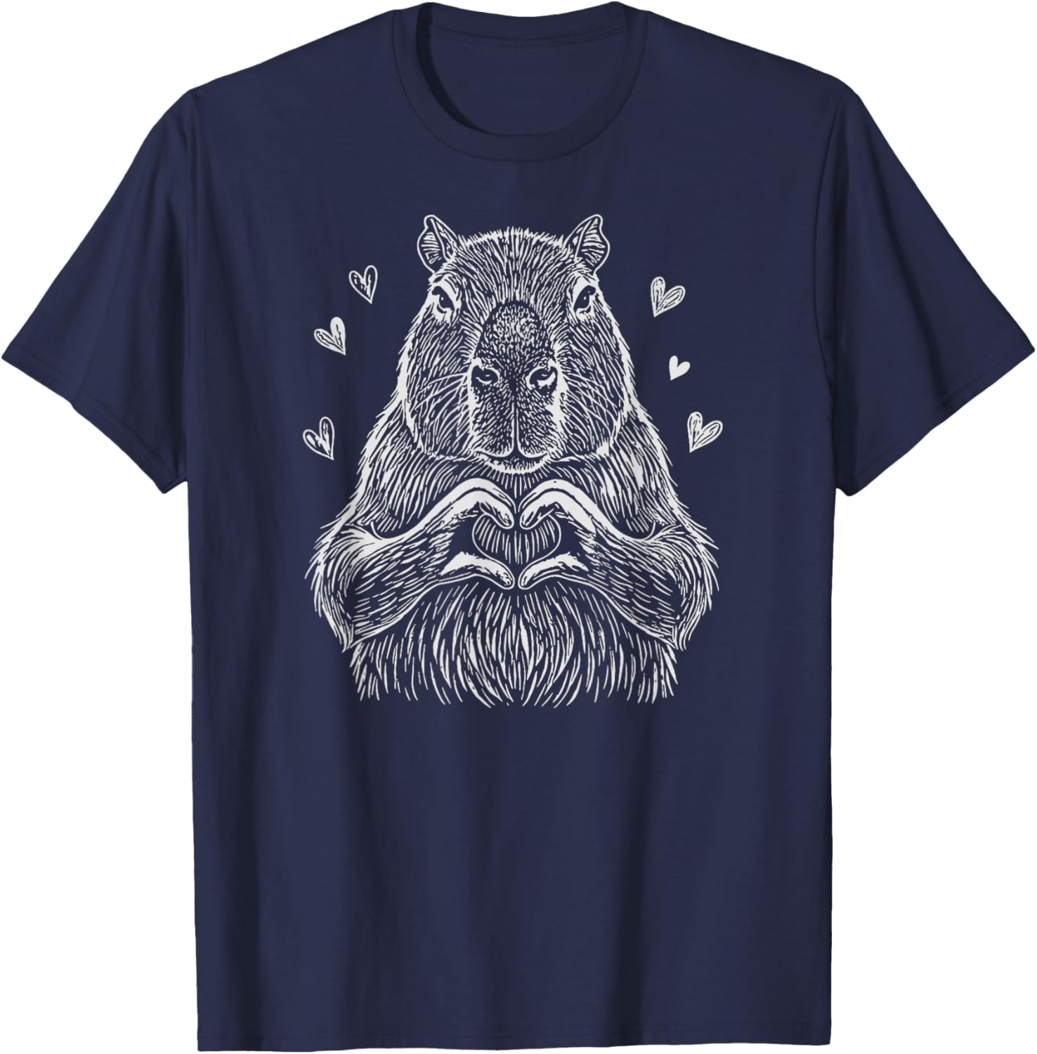 Cute Capybara Valentine's Day T-Shirt - T-Shirt | Navy