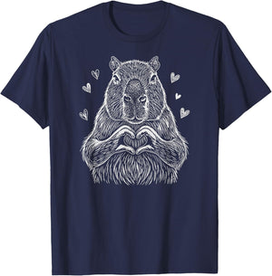 Cute Capybara Valentine's Day T-Shirt - T-Shirt | Navy