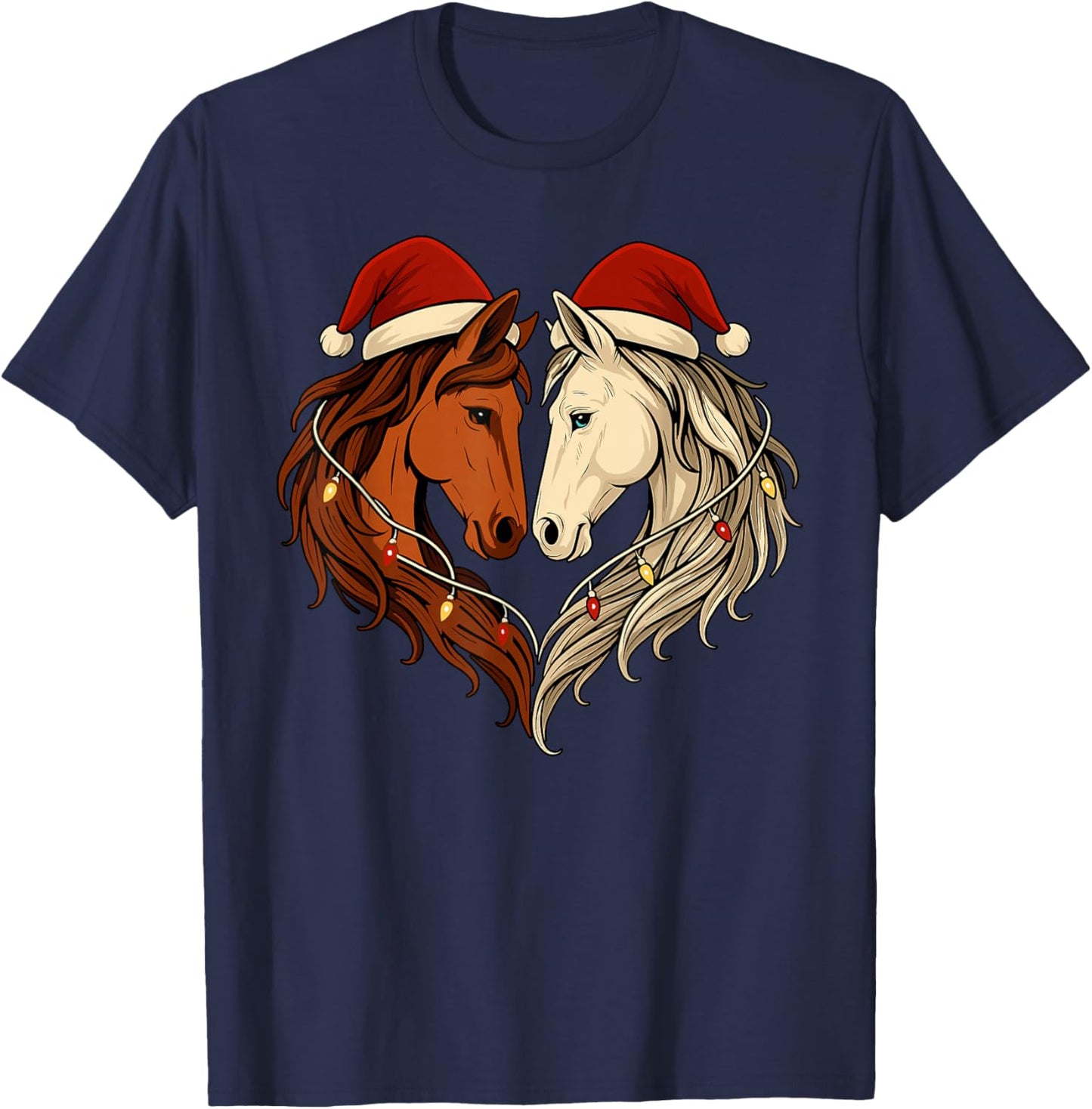 Horse Lover Equestrian Christmas Men Women Kids Funny Horses T-Shirt - T-Shirt | Navy