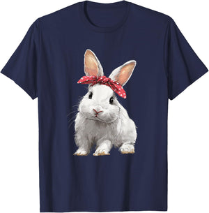 Cute Easter Bunny Rabbit Bow T-Shirt - T-Shirt | Navy