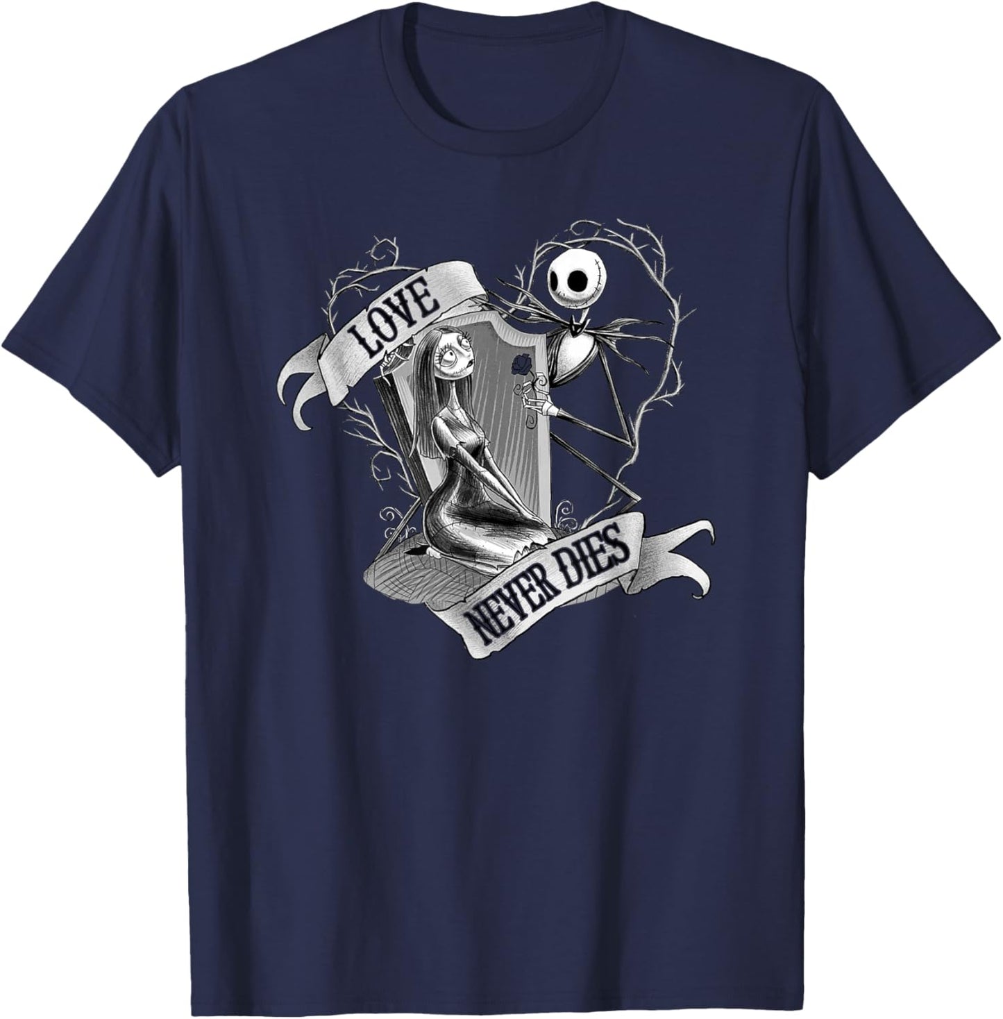 Disney The Nightmare Before Christmas Love Never Dies Couple T-Shirt - T-Shirt | Navy