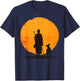 Peace Walking Monks and Dog Minimalist Zen Art T-Shirt - T-Shirt | Navy