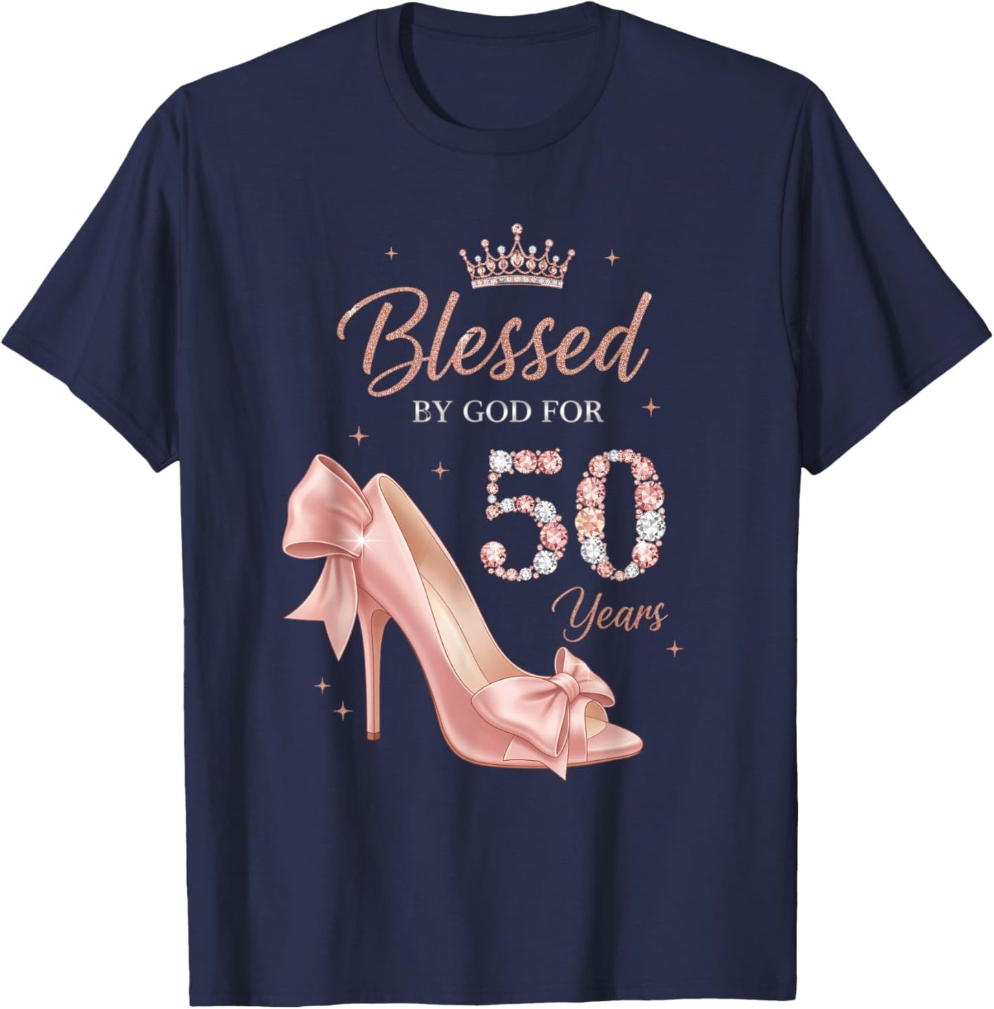 Christian Blessed by God for 50 Years - 50th Birthday Celebr T-Shirt - T-Shirt | Navy