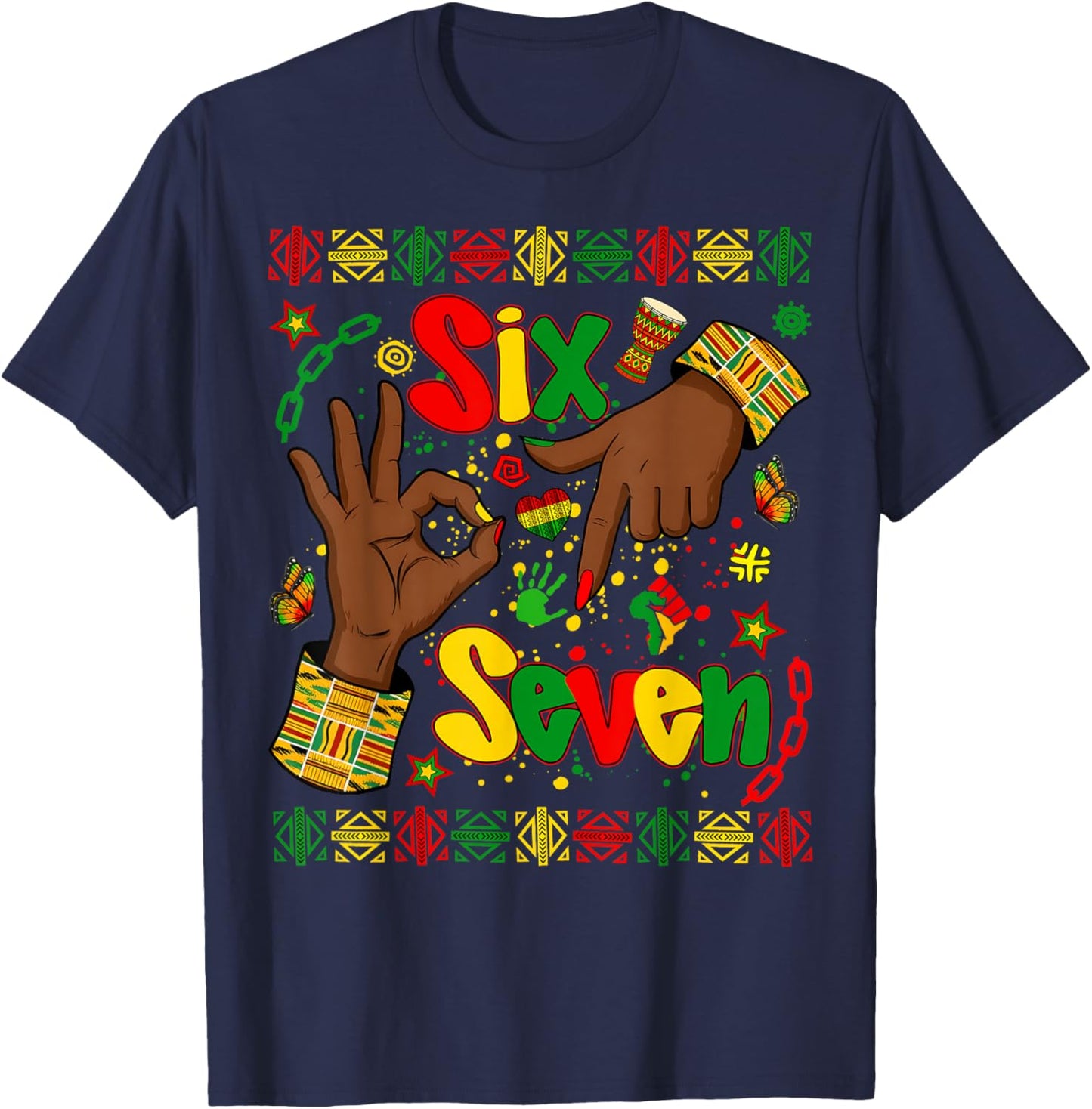 Black History Month 67 Six Seven Meme African American T-Shirt - T-Shirt | Navy