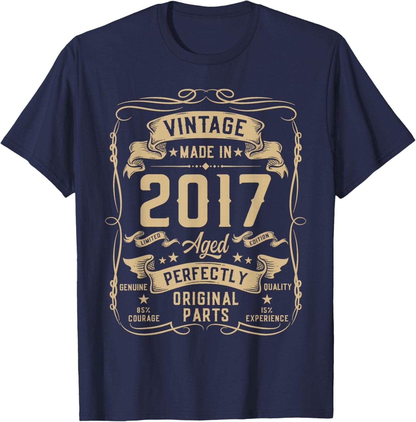 Vintage 2017 9yr 9th Birthday Gifts Boys Girls 9 Year Old T-Shirt - T-Shirt | Navy