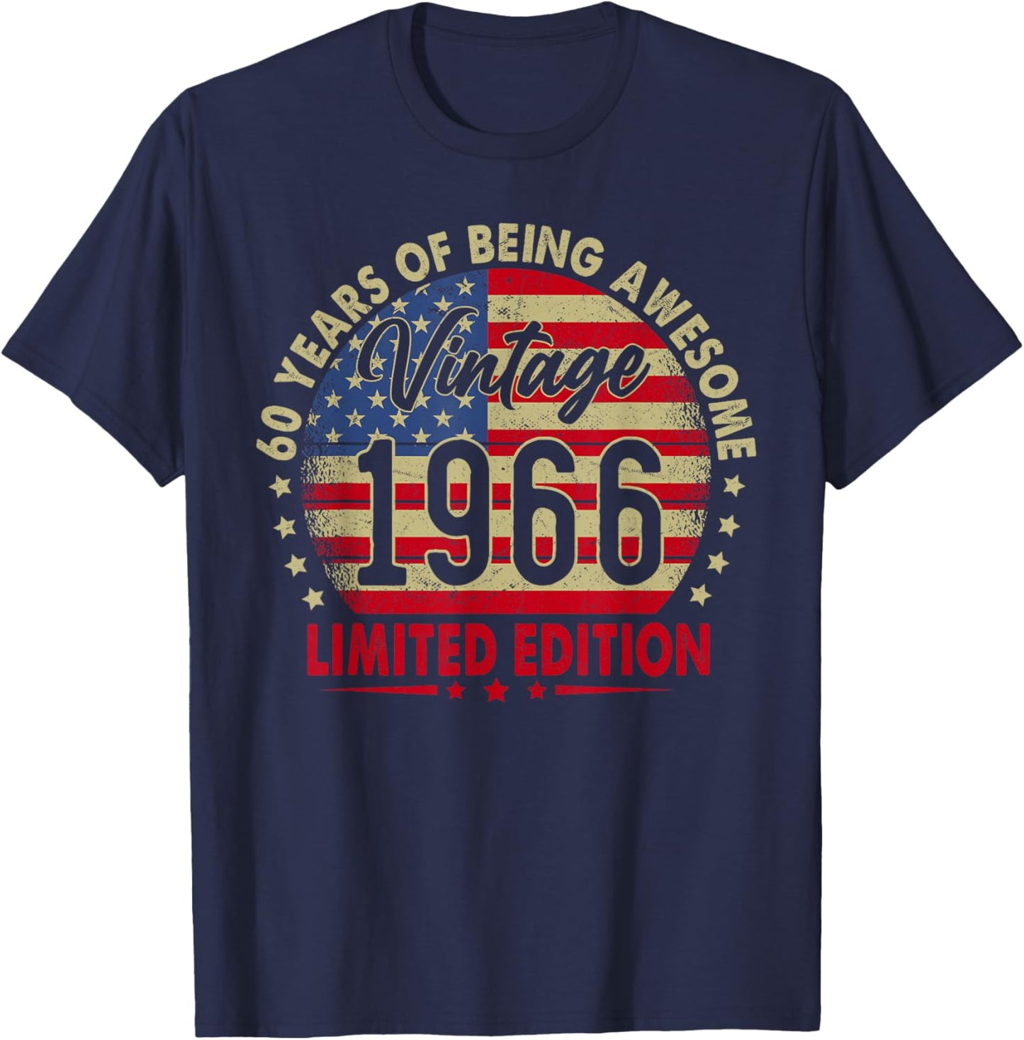 Vintage 1966 Limited Edition 60th Birthday 60 Years Old T-Shirt - T-Shirt | Navy
