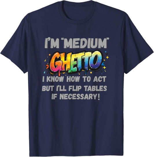 Medium Ghetto Urban Streetwear Fashion T-Shirt - T-Shirt | Navy