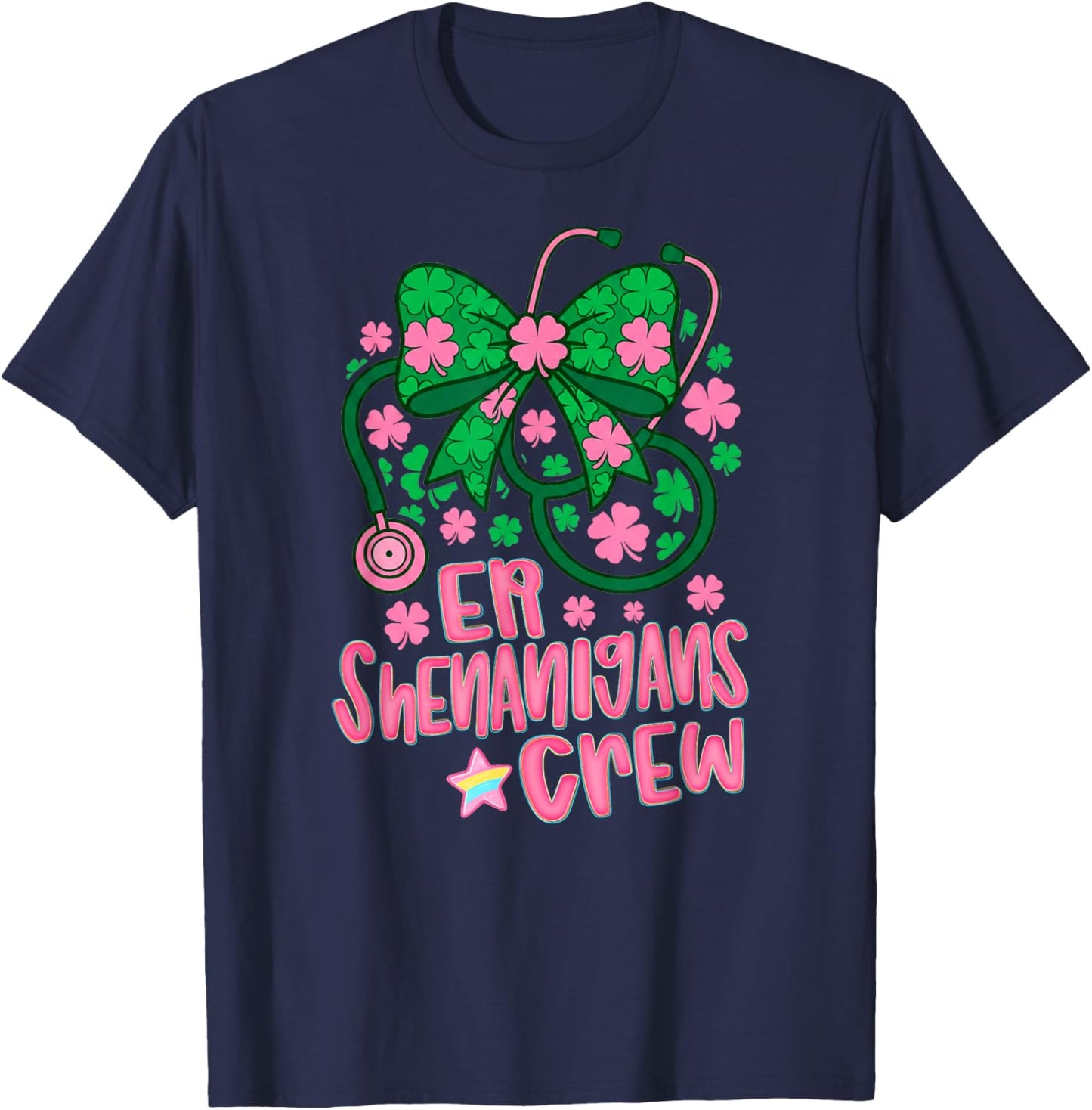 St Patricks Day Nurse Crew Funny St Patty's ER Shenanigans T-Shirt - T-Shirt | Navy