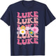 Girl Retro Luke First Name Personalized Groovy 80's T-Shirt - T-Shirt | Navy