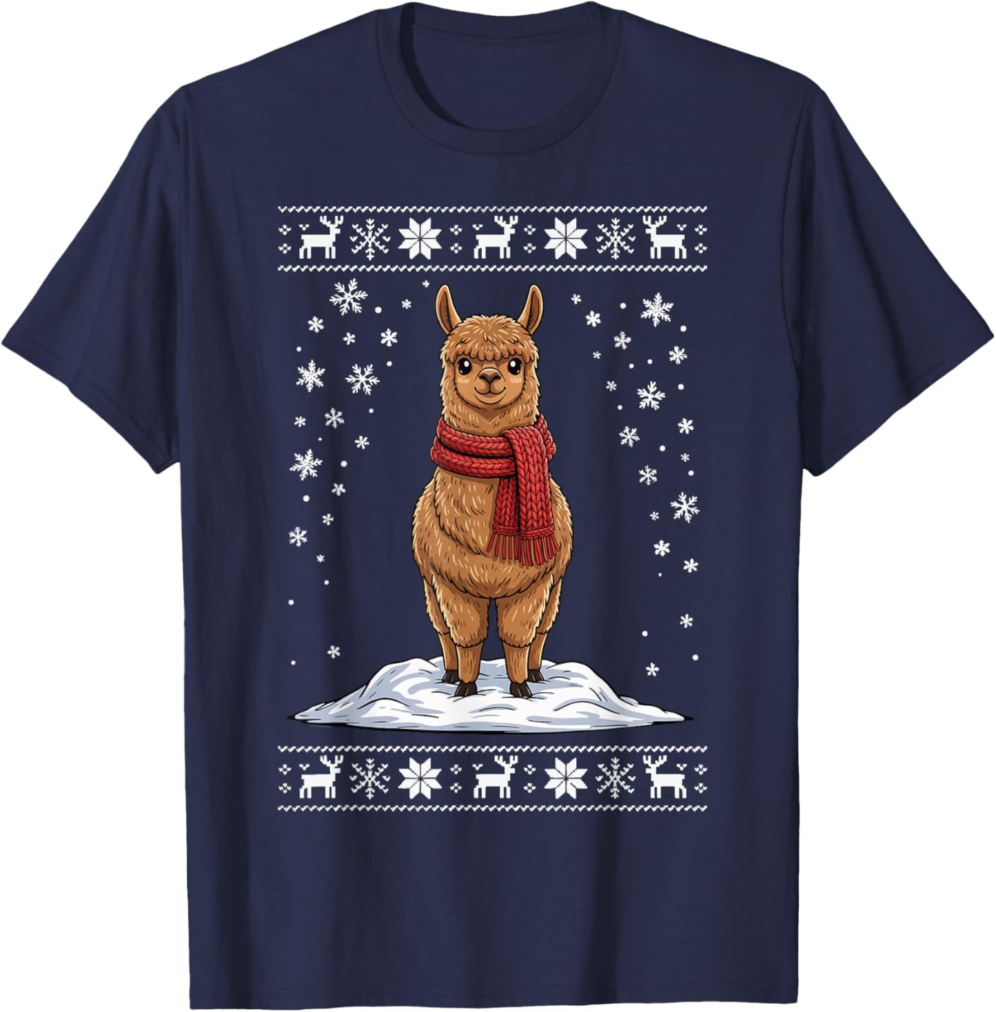 Alpaca Ugly Christmas T-Shirt - T-Shirt | Navy