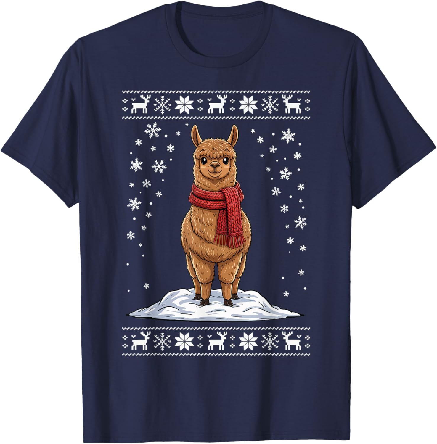 Alpaca Ugly Christmas T-Shirt - T-Shirt | Navy