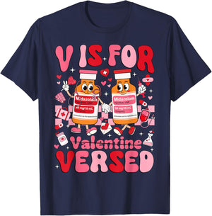 V is for Versed Valentine Nurse Pacu CRNA ICU ER Nurse Women T-Shirt - T-Shirt | Navy