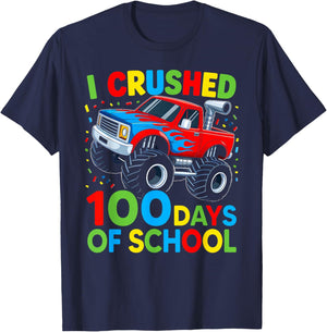 I Crushed 100 Days of School Boys Kids 100th Day of School T-Shirt - T-Shirt | Navy