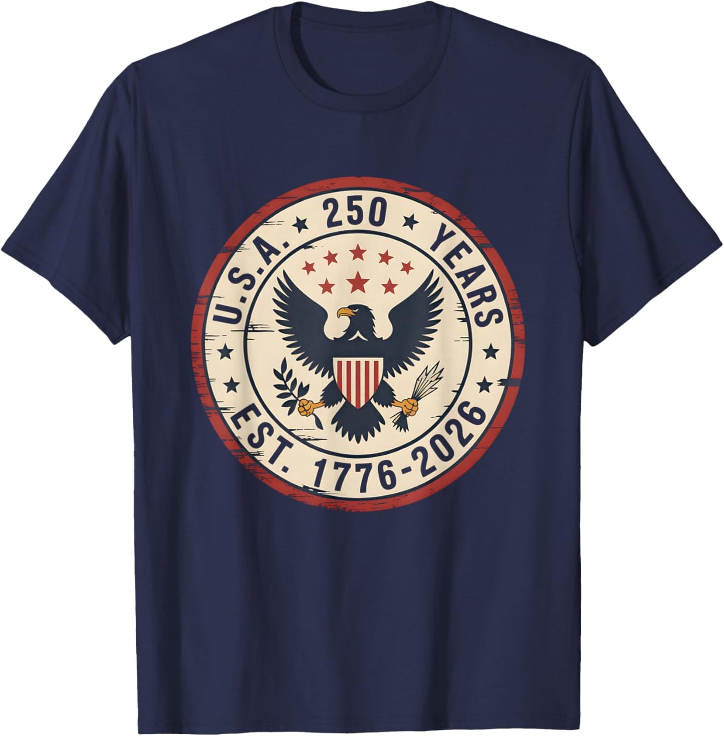 250 Years of Freedom | American 1776–2026 Patriotic T-Shirt - T-Shirt | Navy