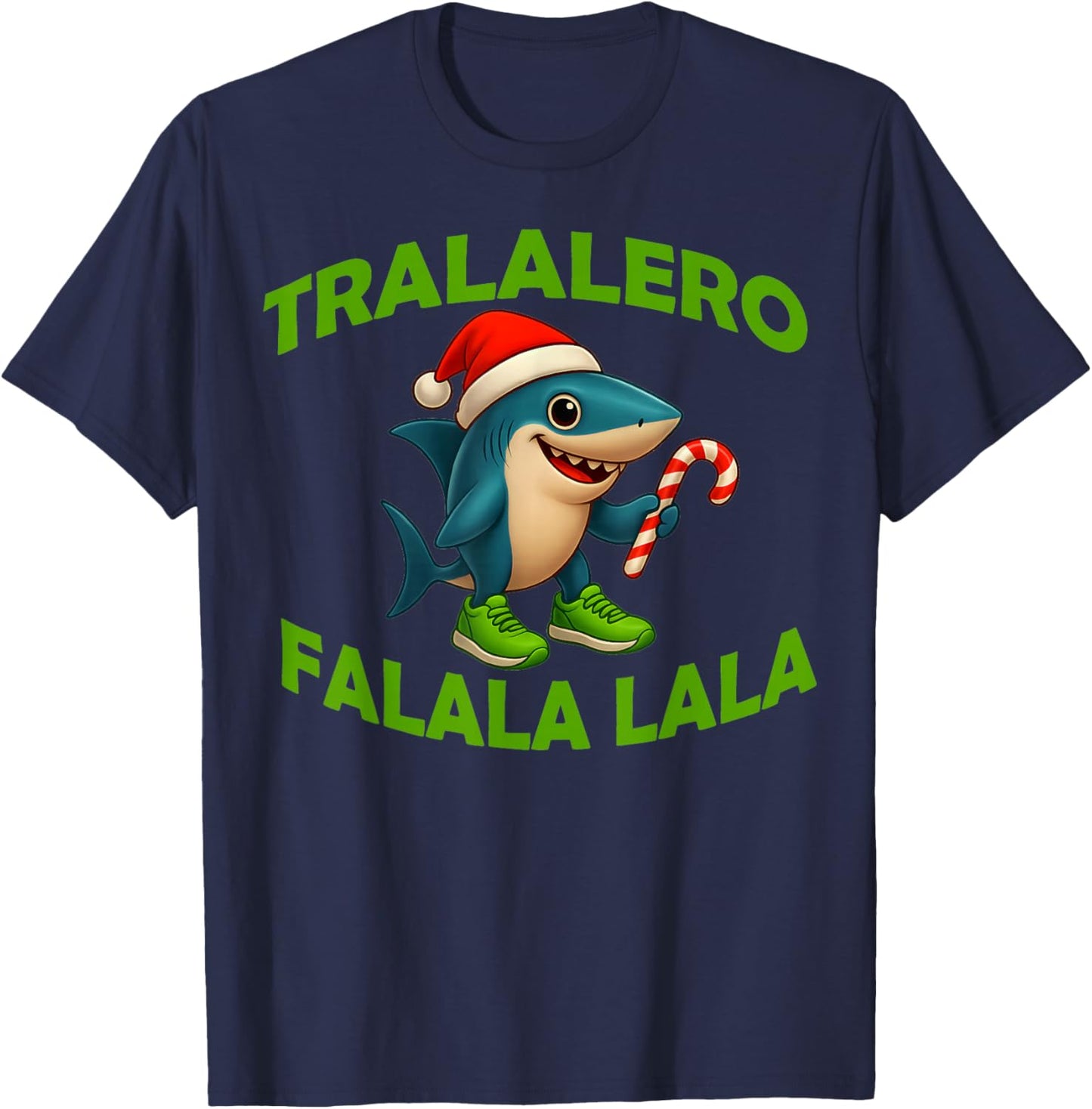 Italian Brainrot Tralalero Falala Funny Christmas Shark Meme T-Shirt - T-Shirt | Navy