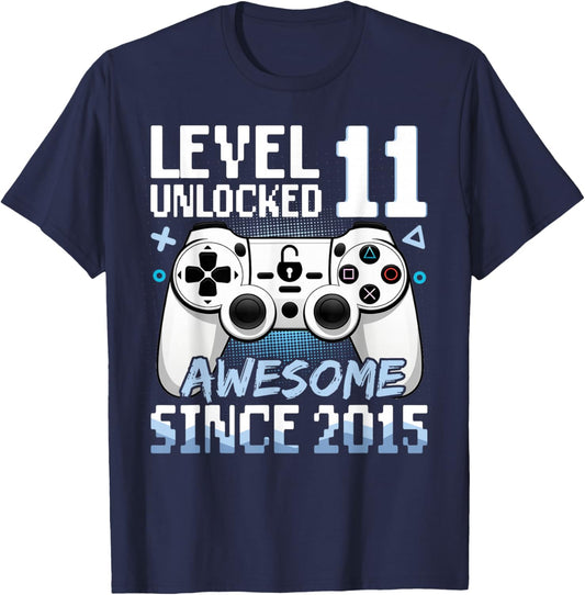Level 11 Unlocked Awesome 2015 Video Game 11th Birthday T-Shirt - T-Shirt | Navy