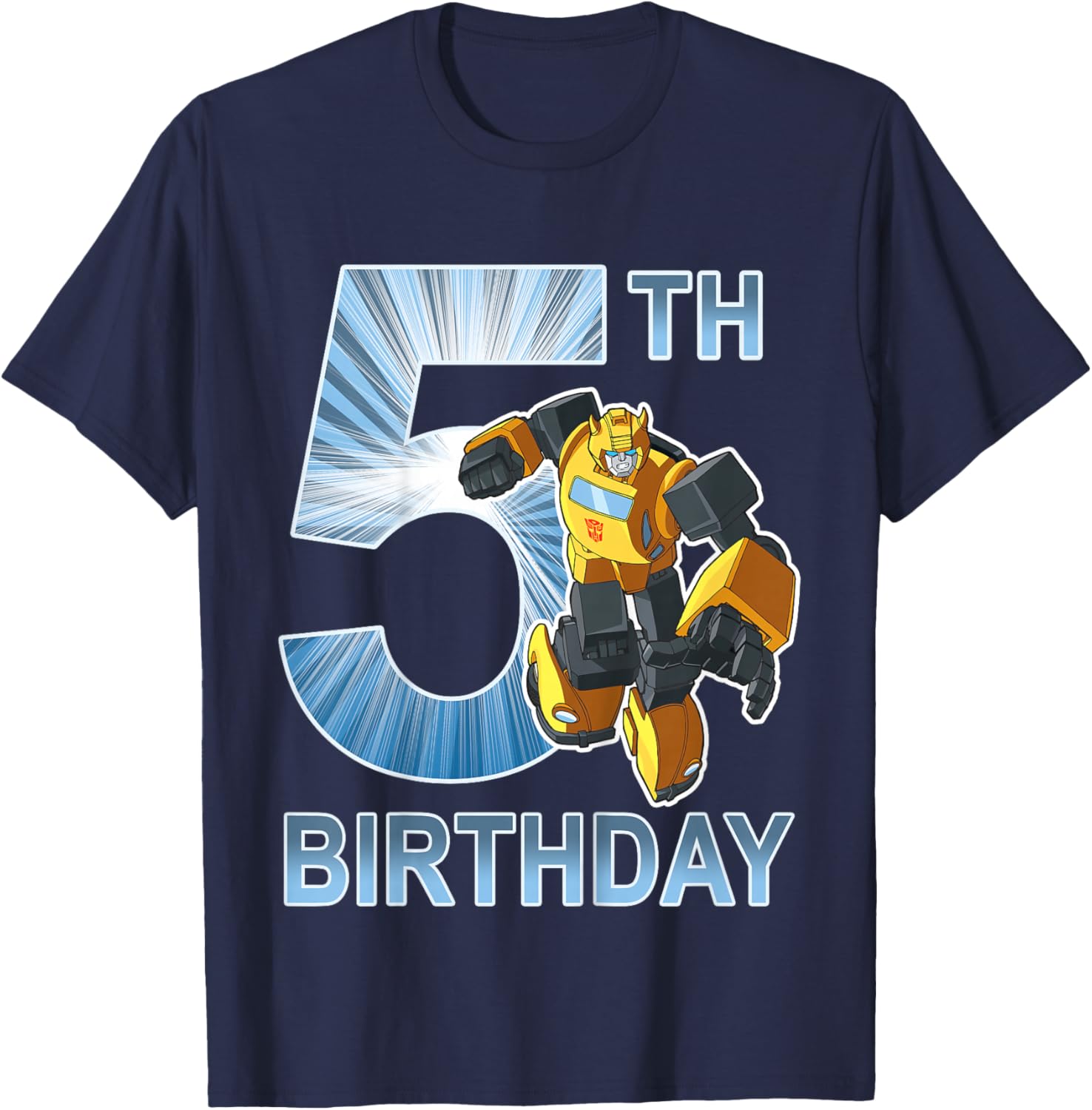 Transformers Bumblebee 5th Birthday Vintage T-Shirt - T-Shirt | Navy