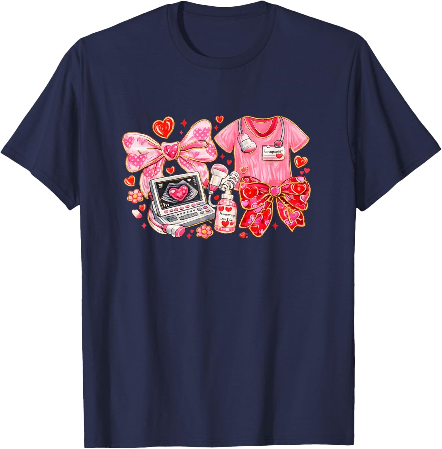 Ultrasound Tech Valentine's - Sonography Valentines Day T-Shirt - T-Shirt | Navy