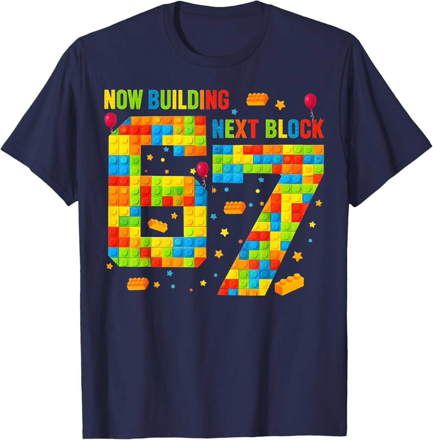 Now Building 6 Next Block 7 Birthday Boy Gift Kids Girl T-Shirt - T-Shirt | Navy