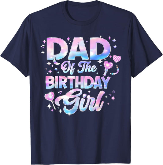 Dad of The Birthday Girl Kpop Family Matching Party T-Shirt - T-Shirt | Navy