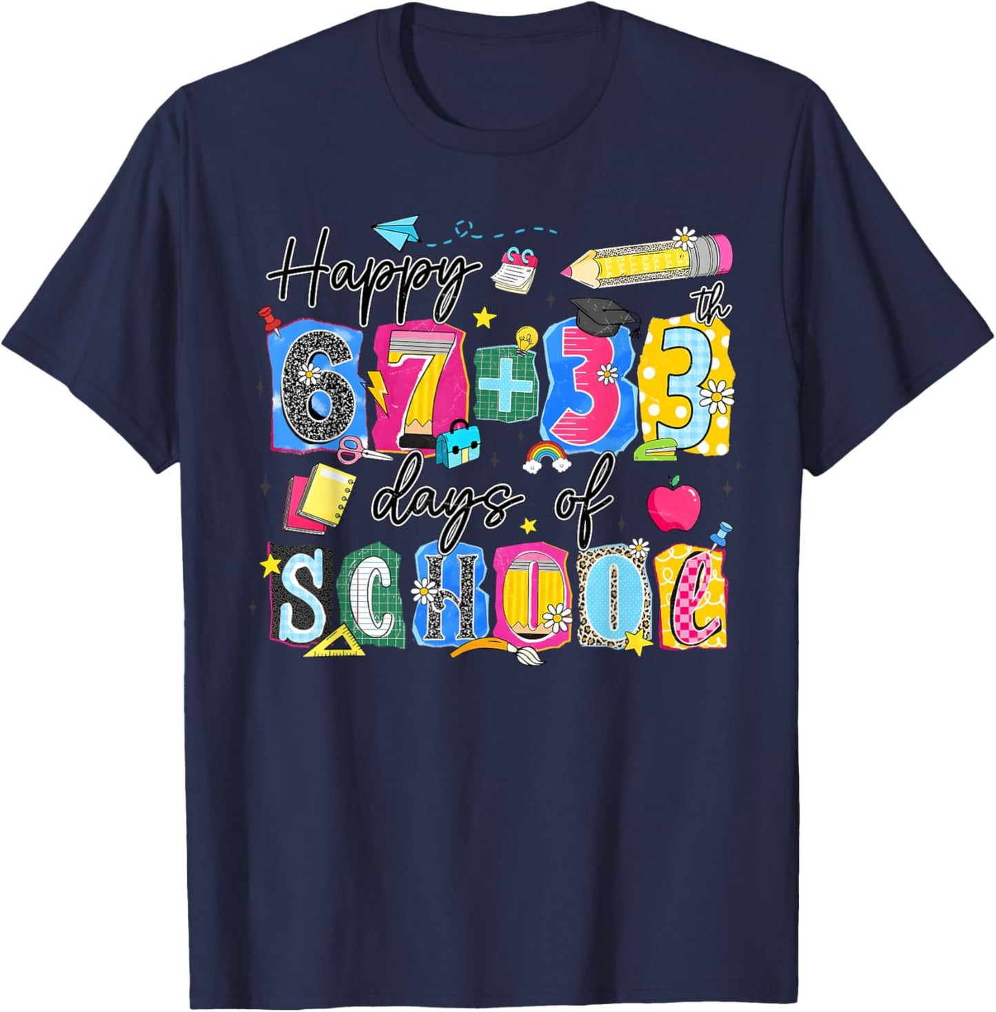 I Survived 67 33 100 Days of School 100th Day Teacher Kids T-Shirt - T-Shirt | Navy