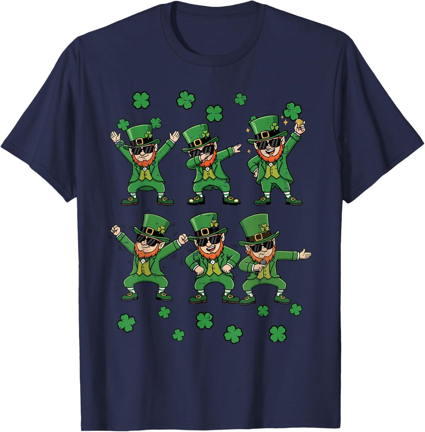 St Patricks Day Leprechaun Poses Saint Pattys Kids Men Women T-Shirt - T-Shirt | Navy