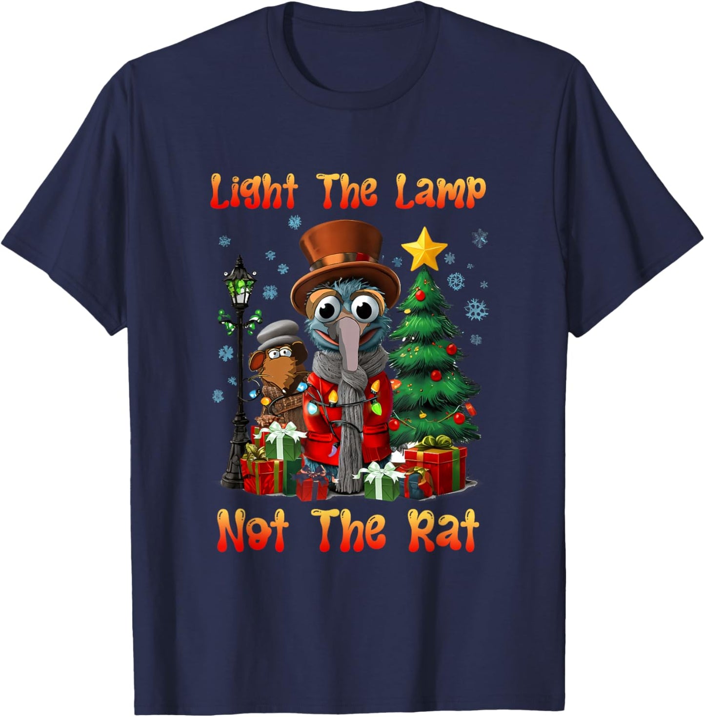 Light a Lamp Not a Rat Christmas Funny Holiday Saying T-Shirt - T-Shirt | Navy