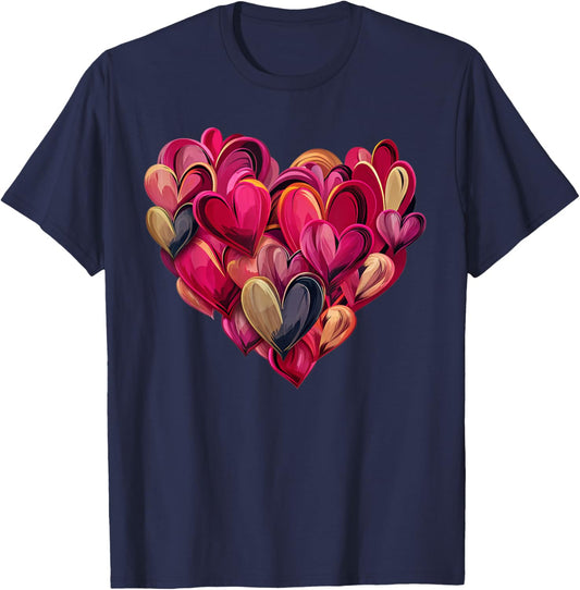 Funny Heart Love Graphic Valentine Men Women Kid Outfit T-Shirt - T-Shirt | Navy