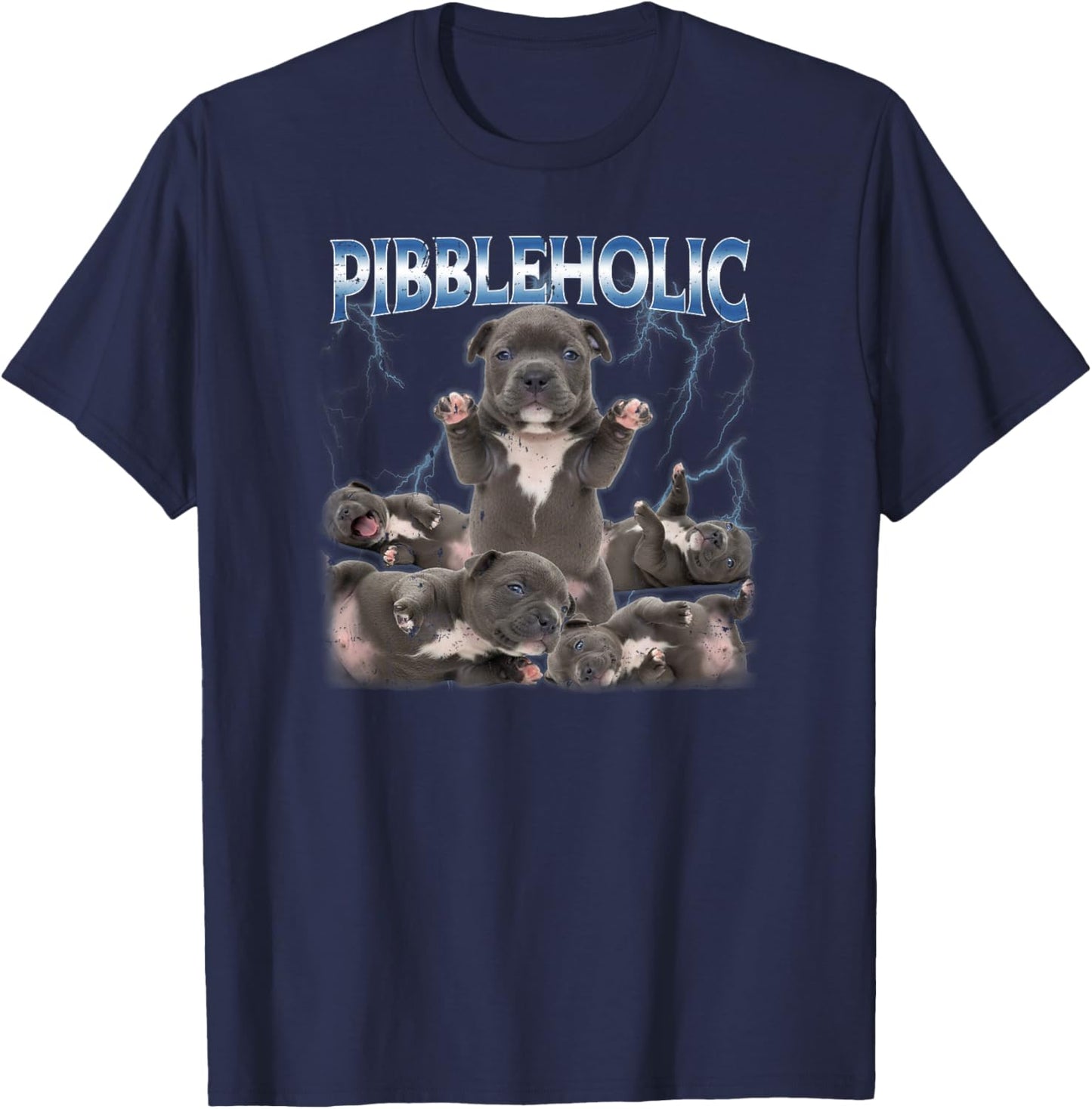 Pibbleholic Pibble Meme Wash Ma Belly T-Shirt - T-Shirt | Navy