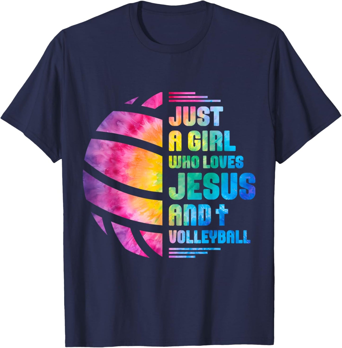 Just A Girl Who Loves Jesus and Volleyball T-Shirt - T-Shirt | Navy