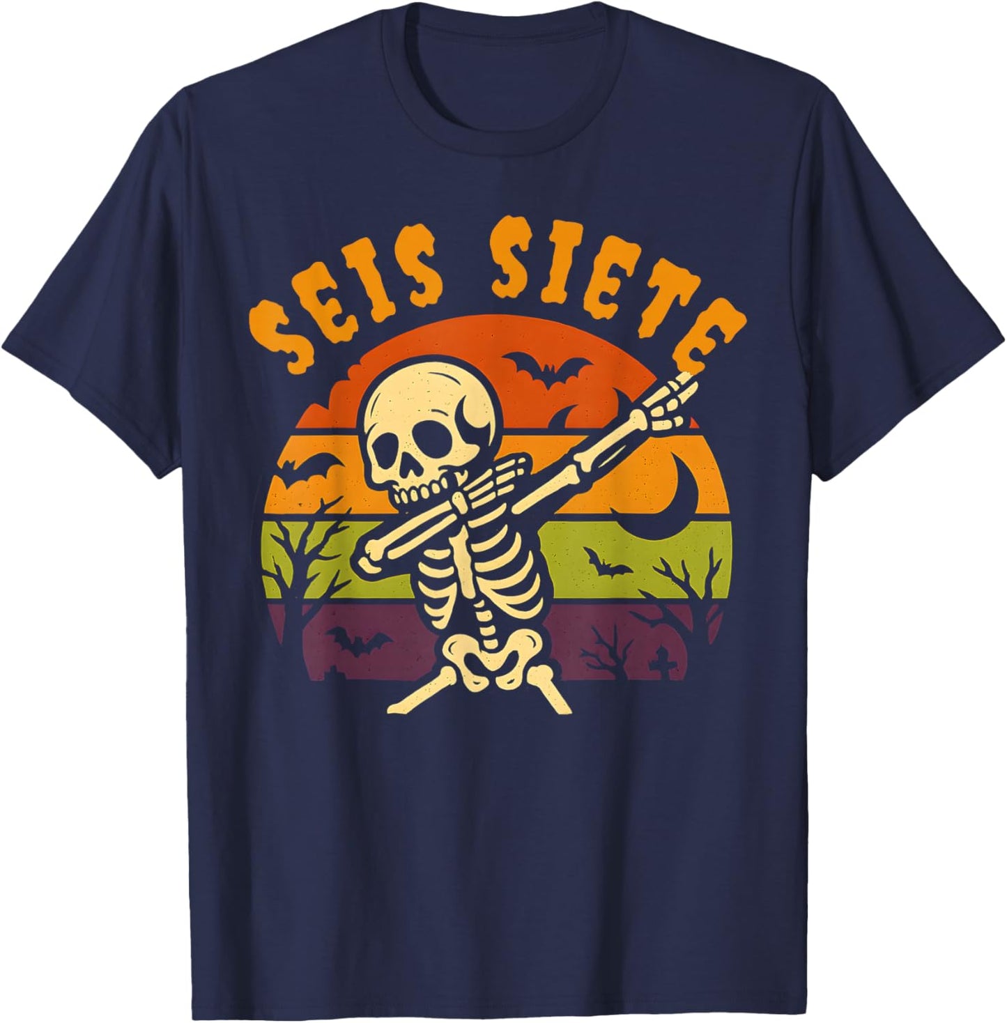 SEIS Siete Spanish Halloween 67 Boys Kids Six Seven Espanol T-Shirt - T-Shirt | Navy
