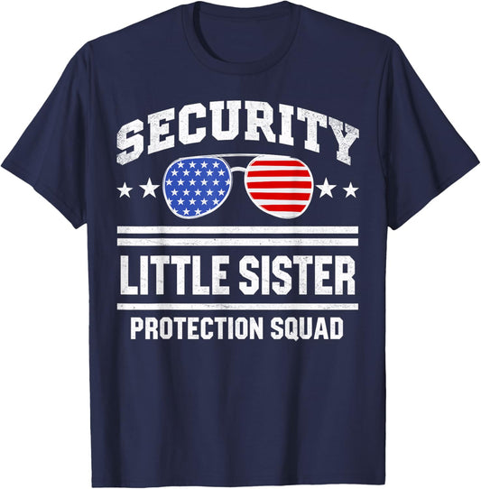 Little Sister Protection Squad, Funny Lil Girl Big Brother T-Shirt - T-Shirt | Navy