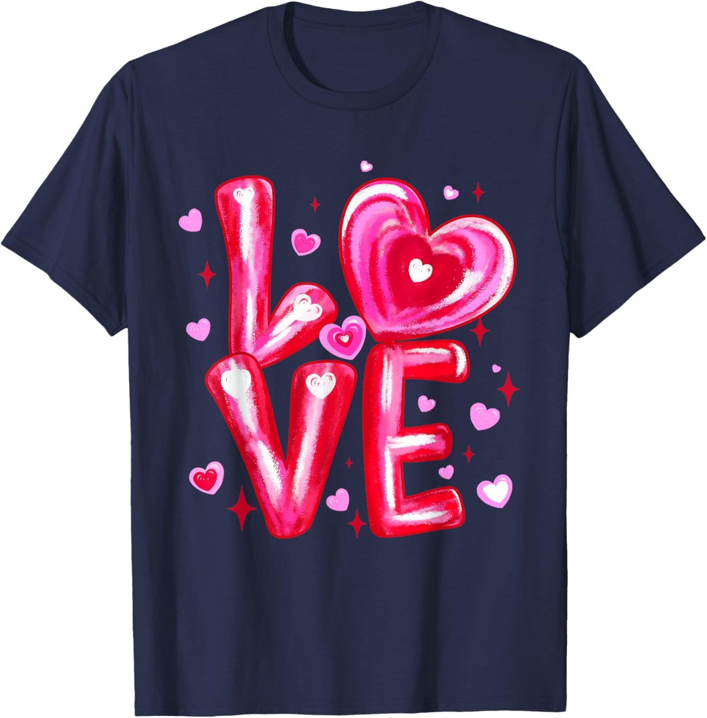 Love Cute Heart Art Pink Romantic Valentine's Day T-Shirt - T-Shirt | Navy