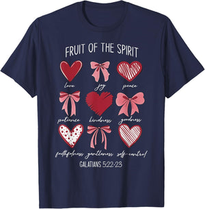 Fruit of The Spirit Christian Hearts Galatians 5:22-23 T-Shirt - T-Shirt | Navy