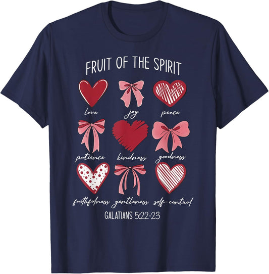 Fruit of The Spirit Christian Hearts Galatians 5:22-23 T-Shirt - T-Shirt | Navy