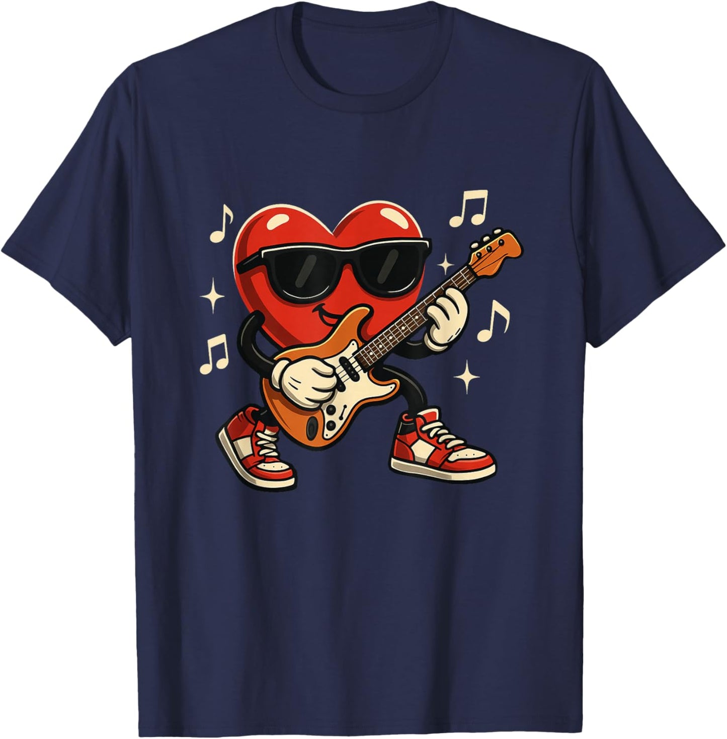 Guitar Player Valentine's Day Guitarist Teen Boys Men T-Shirt - T-Shirt | Navy