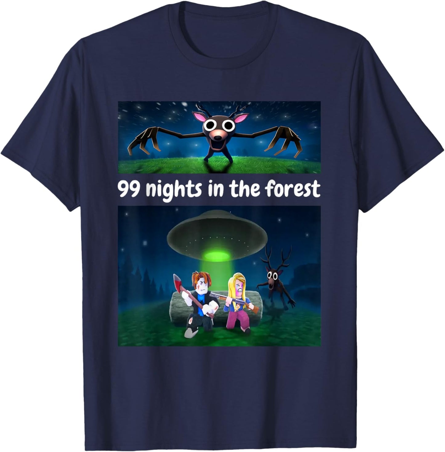 99 Nights in The Forest Funny Birthday Halloween Costume T-Shirt - T-Shirt | Navy