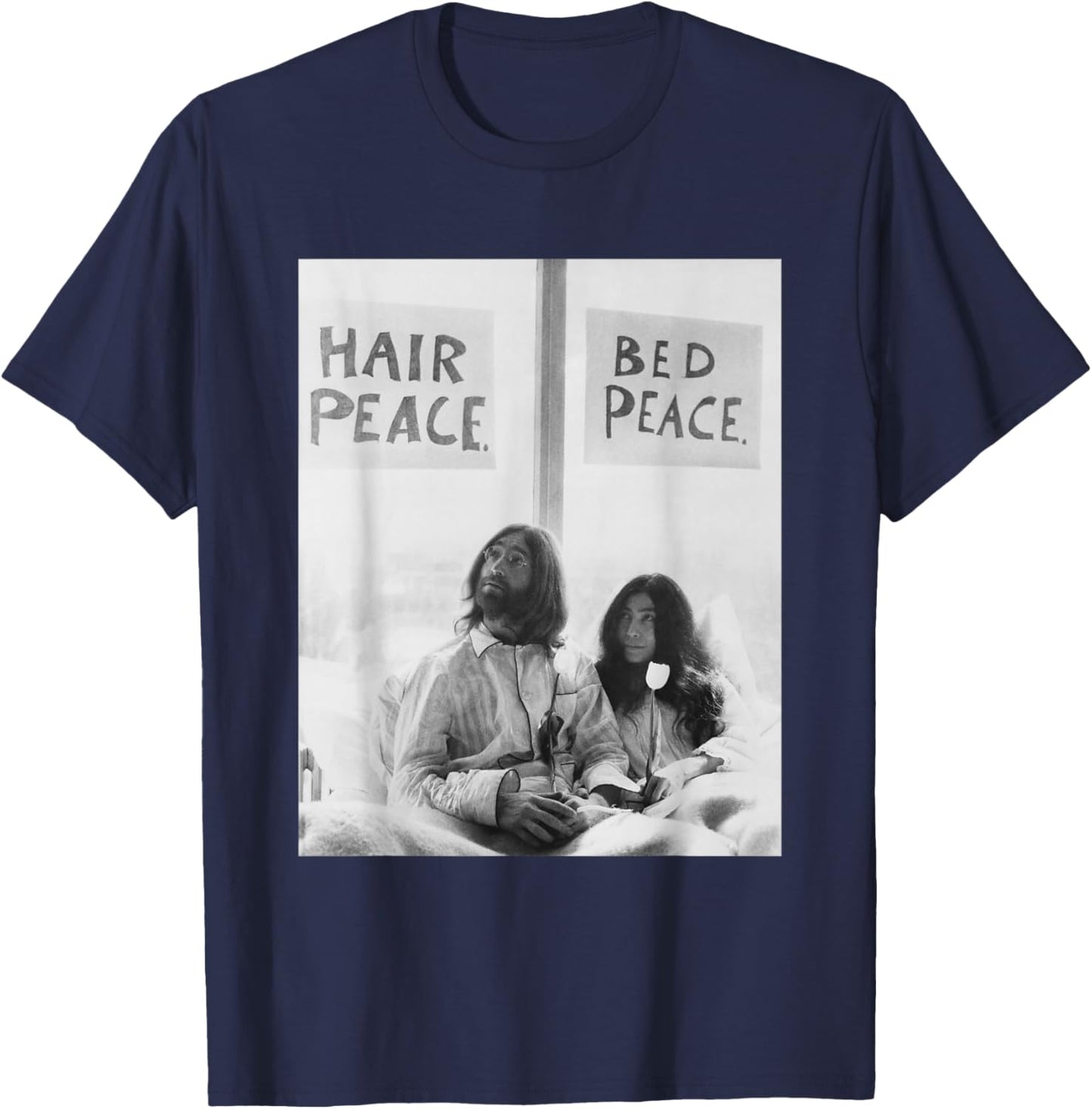 John Lennon Yoko ONO The Beatles Anti-War Bed-in 1969 T-Shirt - T-Shirt | Navy