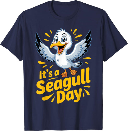 Bold Laridae Cheerful Classic Unique Modern Vintage Seagull T-Shirt - T-Shirt | Navy
