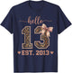 Hello Thirteen EST 2013 13th Birthday Coquette 13 Leopard T-Shirt - T-Shirt | Navy