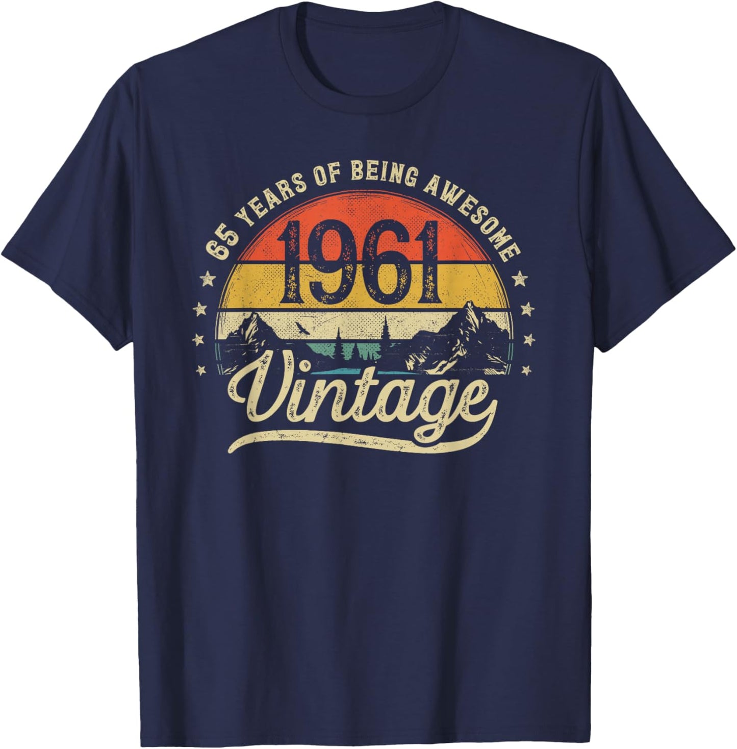 Vintage 1961 65 Years Old 65th Birthday T-Shirt - T-Shirt | Navy