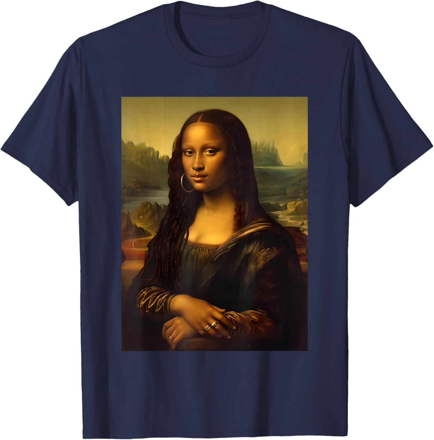 Black Mona Lisa African American Black History Month T-Shirt - T-Shirt | Navy