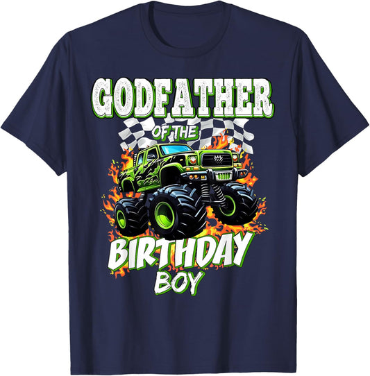 Godfather of The Birthday Boy Monster Truck Birthday Kids T-Shirt - T-Shirt | Navy