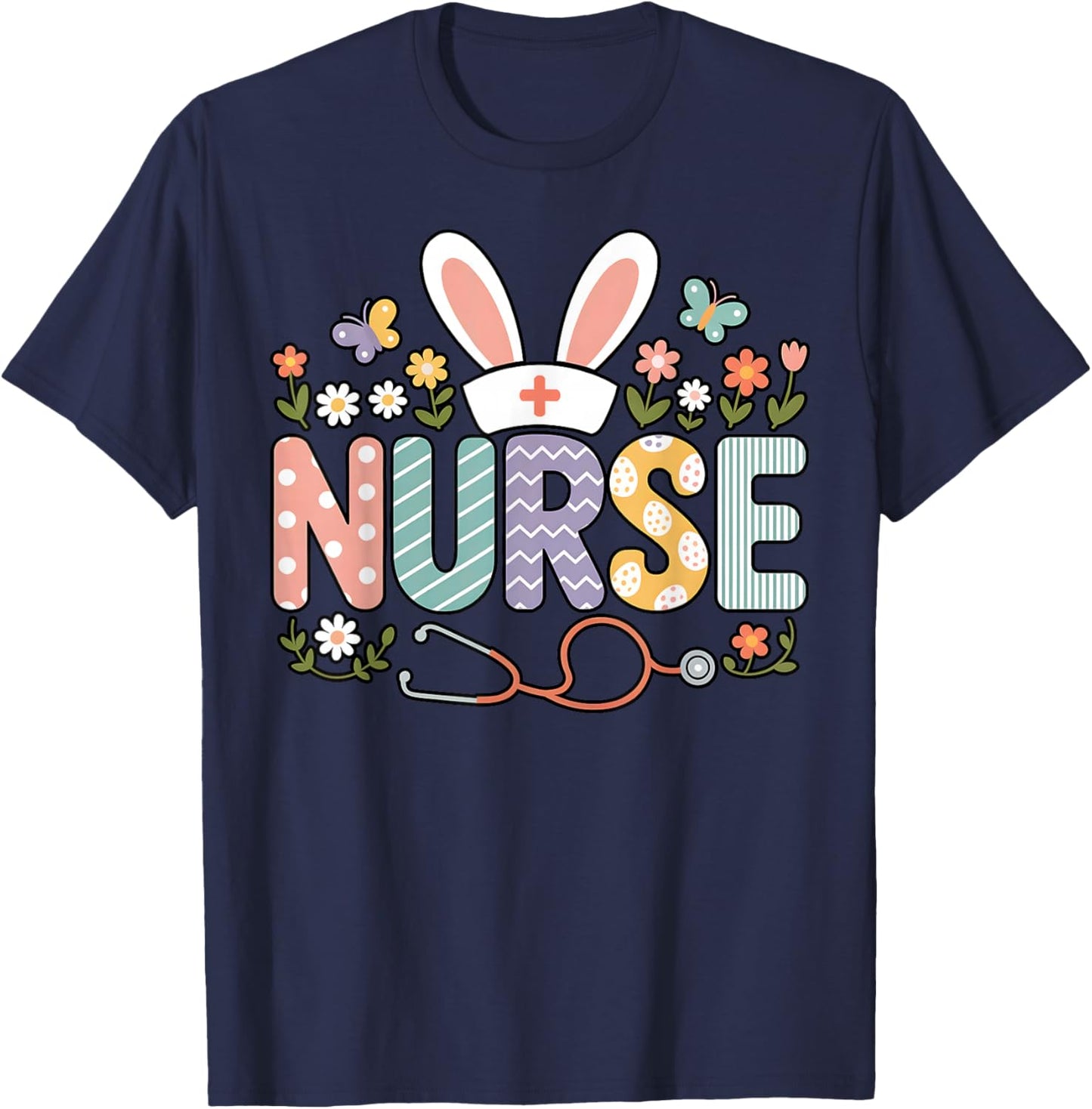 Nurse Easter Bunny Funny Nurse Spring Holiday T-Shirt - T-Shirt | Navy