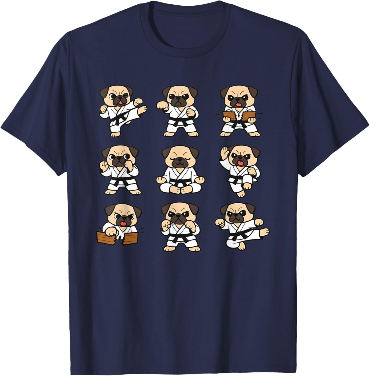 Cute Karate Pug Dog Martial Arts Taekwondo Fighter T-Shirt - T-Shirt | Navy